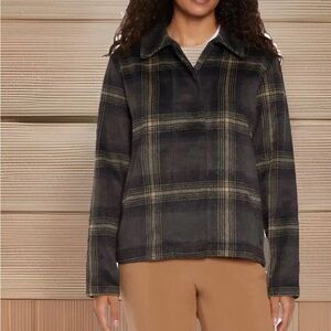Banana Republic Womens Button Down Plaid Shirt Jacket Size XS